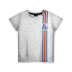 Детская футболка 3D с принтом Форма сборной Исландии по футболу в Екатеринбурге, 100% гипоаллергенный полиэфир | прямой крой, круглый вырез горловины, длина до линии бедер, чуть спущенное плечо, ткань немного тянется | euro 2016