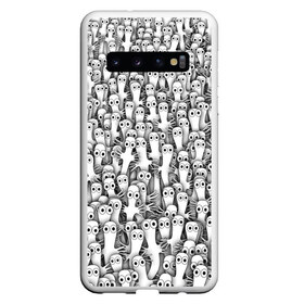 Чехол для Samsung Galaxy S10 с принтом Хатифнатты в Екатеринбурге, Силикон | Область печати: задняя сторона чехла, без боковых панелей | Тематика изображения на принте: moomintroll | мумми тролль