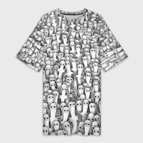 Платье-футболка 3D с принтом Хатифнатты в Екатеринбурге,  |  | Тематика изображения на принте: moomintroll | мумми тролль