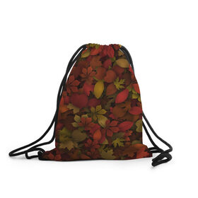 Рюкзак-мешок 3D с принтом Осенние листья в Екатеринбурге, 100% полиэстер | плотность ткани — 200 г/м2, размер — 35 х 45 см; лямки — толстые шнурки, застежка на шнуровке, без карманов и подкладки | 