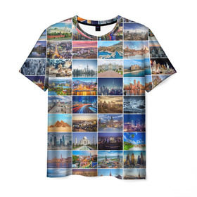 Мужская футболка 3D с принтом Туризм (10х10) в Екатеринбурге, 100% полиэфир | прямой крой, круглый вырез горловины, длина до линии бедер | азия | берлин | вегас | венеция | воспоминания | города | достопримечательности | европа | египет | калифорния | каникулы | лондон | милан | москва | ностальгия | нью йорк | отдых | отпуск | память