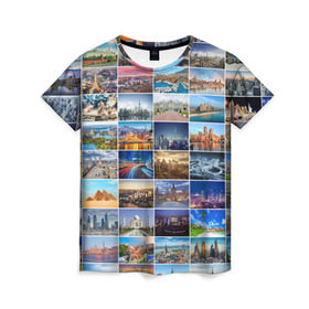 Женская футболка 3D с принтом Туризм (10х10) в Екатеринбурге, 100% полиэфир ( синтетическое хлопкоподобное полотно) | прямой крой, круглый вырез горловины, длина до линии бедер | азия | берлин | вегас | венеция | воспоминания | города | достопримечательности | европа | египет | калифорния | каникулы | лондон | милан | москва | ностальгия | нью йорк | отдых | отпуск | память