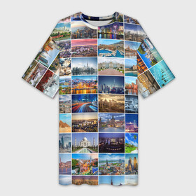 Платье-футболка 3D с принтом Туризм (10х10) в Екатеринбурге,  |  | азия | берлин | вегас | венеция | воспоминания | города | достопримечательности | европа | египет | калифорния | каникулы | лондон | милан | москва | ностальгия | нью йорк | отдых | отпуск | память