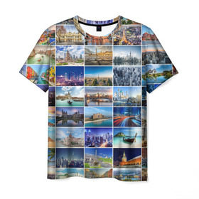 Мужская футболка 3D с принтом Страны мира (9х9) в Екатеринбурге, 100% полиэфир | прямой крой, круглый вырез горловины, длина до линии бедер | азия | берлин | вегас | венеция | воспоминания | города | достопримечательности | европа | египет | калифорния | каникулы | лондон | милан | москва | ностальгия | нью йорк | отдых | отпуск | память