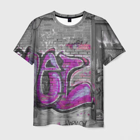 Мужская футболка 3D с принтом Граффити в Екатеринбурге, 100% полиэфир | прямой крой, круглый вырез горловины, длина до линии бедер | sity | urban | город | гранж