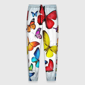 Мужские брюки 3D с принтом Butterflies в Екатеринбурге, 100% полиэстер | манжеты по низу, эластичный пояс регулируется шнурком, по бокам два кармана без застежек, внутренняя часть кармана из мелкой сетки | бабочки | белый | картинка | лето | природа | рисунок | розовый | цвета