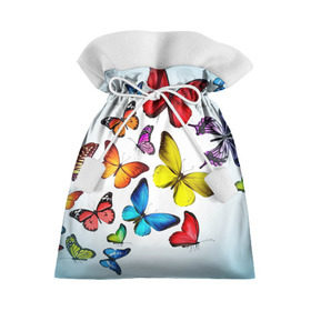 Подарочный 3D мешок с принтом Butterflies в Екатеринбурге, 100% полиэстер | Размер: 29*39 см | Тематика изображения на принте: бабочки | белый | картинка | лето | природа | рисунок | розовый | цвета