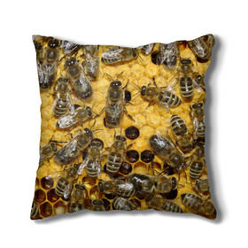 Подушка 3D с принтом Пчела в Екатеринбурге, наволочка – 100% полиэстер, наполнитель – холлофайбер (легкий наполнитель, не вызывает аллергию). | состоит из подушки и наволочки. Наволочка на молнии, легко снимается для стирки | лето | мед | насекомые | оса | природа | пчелы | шмель