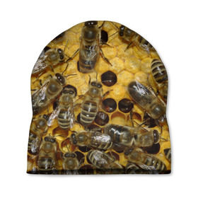 Шапка 3D с принтом Пчела в Екатеринбурге, 100% полиэстер | универсальный размер, печать по всей поверхности изделия | Тематика изображения на принте: лето | мед | насекомые | оса | природа | пчелы | шмель