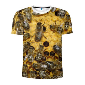Мужская футболка 3D спортивная с принтом Пчела в Екатеринбурге, 100% полиэстер с улучшенными характеристиками | приталенный силуэт, круглая горловина, широкие плечи, сужается к линии бедра | лето | мед | насекомые | оса | природа | пчелы | шмель