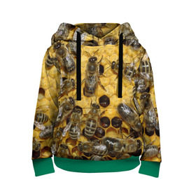 Детская толстовка 3D с принтом Пчела в Екатеринбурге, 100% полиэстер | двухслойный капюшон со шнурком для регулировки, мягкие манжеты на рукавах и по низу толстовки, спереди карман-кенгуру с мягким внутренним слоем | Тематика изображения на принте: лето | мед | насекомые | оса | природа | пчелы | шмель