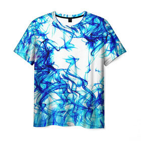 Мужская футболка 3D с принтом Streak в Екатеринбурге, 100% полиэфир | прямой крой, круглый вырез горловины, длина до линии бедер | дым | синий