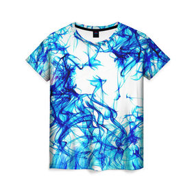 Женская футболка 3D с принтом Streak в Екатеринбурге, 100% полиэфир ( синтетическое хлопкоподобное полотно) | прямой крой, круглый вырез горловины, длина до линии бедер | Тематика изображения на принте: дым | синий