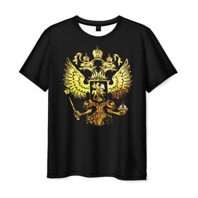 Мужская футболка 3D с принтом Герб России (Art) в Екатеринбурге, 100% полиэфир | прямой крой, круглый вырез горловины, длина до линии бедер | патриот | патриотизм | победа | россия | русский