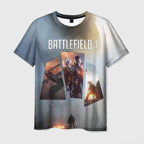Мужская футболка 3D с принтом Battlefield 1 в Екатеринбурге, 100% полиэфир | прямой крой, круглый вырез горловины, длина до линии бедер | Тематика изображения на принте: battlefield | батла | батлфилд