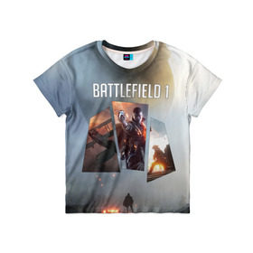 Детская футболка 3D с принтом Battlefield 1 в Екатеринбурге, 100% гипоаллергенный полиэфир | прямой крой, круглый вырез горловины, длина до линии бедер, чуть спущенное плечо, ткань немного тянется | Тематика изображения на принте: battlefield | батла | батлфилд