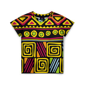 Детская футболка 3D с принтом Африка в Екатеринбурге, 100% гипоаллергенный полиэфир | прямой крой, круглый вырез горловины, длина до линии бедер, чуть спущенное плечо, ткань немного тянется | орнамент | цветной | этно | яркий