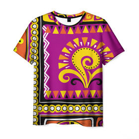 Мужская футболка 3D с принтом Африка в Екатеринбурге, 100% полиэфир | прямой крой, круглый вырез горловины, длина до линии бедер | орнамент | цветной | этнический | этно | яркий