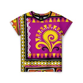 Детская футболка 3D с принтом Африка в Екатеринбурге, 100% гипоаллергенный полиэфир | прямой крой, круглый вырез горловины, длина до линии бедер, чуть спущенное плечо, ткань немного тянется | Тематика изображения на принте: орнамент | цветной | этнический | этно | яркий
