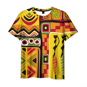 Мужская футболка 3D с принтом Африка в Екатеринбурге, 100% полиэфир | прямой крой, круглый вырез горловины, длина до линии бедер | орнамент | этнический | этно | яркий