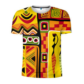Мужская футболка 3D спортивная с принтом Африка в Екатеринбурге, 100% полиэстер с улучшенными характеристиками | приталенный силуэт, круглая горловина, широкие плечи, сужается к линии бедра | орнамент | этнический | этно | яркий
