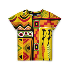 Детская футболка 3D с принтом Африка в Екатеринбурге, 100% гипоаллергенный полиэфир | прямой крой, круглый вырез горловины, длина до линии бедер, чуть спущенное плечо, ткань немного тянется | Тематика изображения на принте: орнамент | этнический | этно | яркий