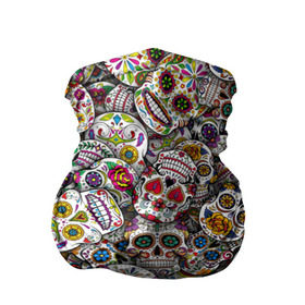 Бандана-труба 3D с принтом Мексиканские черепа в Екатеринбурге, 100% полиэстер, ткань с особыми свойствами — Activecool | плотность 150‒180 г/м2; хорошо тянется, но сохраняет форму | calavera | sugar skull | день мертвых | мексика | традиция | узоры | цветы