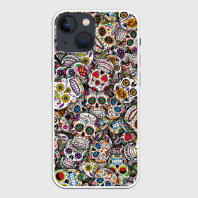 Чехол для iPhone 13 mini с принтом Мексиканские черепа в Екатеринбурге,  |  | calavera | sugar skull | день мертвых | мексика | традиция | узоры | цветы