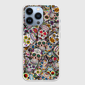 Чехол для iPhone 13 Pro с принтом Мексиканские черепа в Екатеринбурге,  |  | calavera | sugar skull | день мертвых | мексика | традиция | узоры | цветы