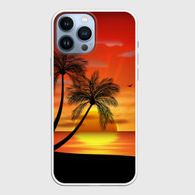 Чехол для iPhone 13 Pro Max с принтом Закат 1 в Екатеринбурге,  |  | Тематика изображения на принте: море | отдых | отпуск | пальмы | пляж | солнце | туризм