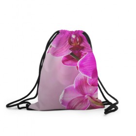 Рюкзак-мешок 3D с принтом Орхидея в Екатеринбурге, 100% полиэстер | плотность ткани — 200 г/м2, размер — 35 х 45 см; лямки — толстые шнурки, застежка на шнуровке, без карманов и подкладки | Тематика изображения на принте: 