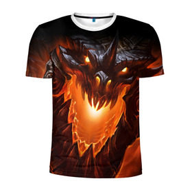 Мужская футболка 3D спортивная с принтом Огнедышащий дракон в Екатеринбурге, 100% полиэстер с улучшенными характеристиками | приталенный силуэт, круглая горловина, широкие плечи, сужается к линии бедра | дракон | змей | монстр | огонь | пасть | пламя | прикольные картинки