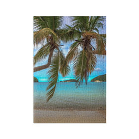 Обложка для паспорта матовая кожа с принтом Пальма в Екатеринбурге, натуральная матовая кожа | размер 19,3 х 13,7 см; прозрачные пластиковые крепления | море | отдых | отпуск | пальмы | пляж | солнце | туризм