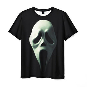 Мужская футболка 3D с принтом Крик в Екатеринбурге, 100% полиэфир | прямой крой, круглый вырез горловины, длина до линии бедер | scream | крик | маска | ужастик | ужасы