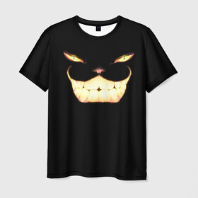 Мужская футболка 3D с принтом Чеширский кот в Екатеринбурге, 100% полиэфир | прямой крой, круглый вырез горловины, длина до линии бедер | Тематика изображения на принте: кот | кошка