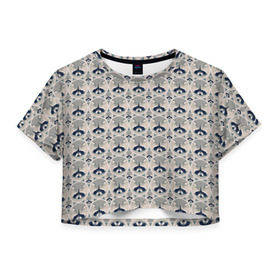 Женская футболка 3D укороченная с принтом Енот в Екатеринбурге, 100% полиэстер | круглая горловина, длина футболки до линии талии, рукава с отворотами | енот | животные