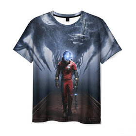 Мужская футболка 3D с принтом Prey в Екатеринбурге, 100% полиэфир | прямой крой, круглый вырез горловины, длина до линии бедер | prey | игра | космос