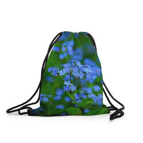 Рюкзак-мешок 3D с принтом синие цветочки в Екатеринбурге, 100% полиэстер | плотность ткани — 200 г/м2, размер — 35 х 45 см; лямки — толстые шнурки, застежка на шнуровке, без карманов и подкладки | 