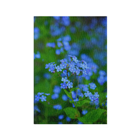 Обложка для паспорта матовая кожа с принтом синие цветочки в Екатеринбурге, натуральная матовая кожа | размер 19,3 х 13,7 см; прозрачные пластиковые крепления | 