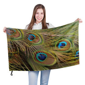 Флаг 3D с принтом перо павлина в Екатеринбурге, 100% полиэстер | плотность ткани — 95 г/м2, размер — 67 х 109 см. Принт наносится с одной стороны | павлин | перо | перышки | птица