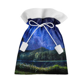 Подарочный 3D мешок с принтом Ночная природа в Екатеринбурге, 100% полиэстер | Размер: 29*39 см | Тематика изображения на принте: горы | звезды | небо | озеро | природа