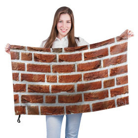 Флаг 3D с принтом старая кирпичная стена в Екатеринбурге, 100% полиэстер | плотность ткани — 95 г/м2, размер — 67 х 109 см. Принт наносится с одной стороны | камни | кирпич | постройка | стена | стройка | цемент