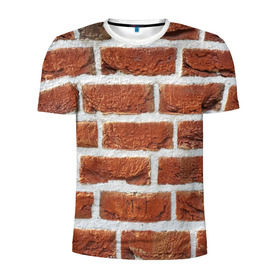 Мужская футболка 3D спортивная с принтом старая кирпичная стена в Екатеринбурге, 100% полиэстер с улучшенными характеристиками | приталенный силуэт, круглая горловина, широкие плечи, сужается к линии бедра | камни | кирпич | постройка | стена | стройка | цемент