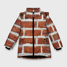 Зимняя куртка для девочек 3D с принтом старая кирпичная стена в Екатеринбурге, ткань верха — 100% полиэстер; подклад — 100% полиэстер, утеплитель — 100% полиэстер. | длина ниже бедра, удлиненная спинка, воротник стойка и отстегивающийся капюшон. Есть боковые карманы с листочкой на кнопках, утяжки по низу изделия и внутренний карман на молнии. 

Предусмотрены светоотражающий принт на спинке, радужный светоотражающий элемент на пуллере молнии и на резинке для утяжки. | Тематика изображения на принте: камни | кирпич | постройка | стена | стройка | цемент