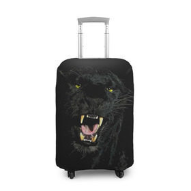 Чехол для чемодана 3D с принтом Чёрная пантера в Екатеринбурге, 86% полиэфир, 14% спандекс | двустороннее нанесение принта, прорези для ручек и колес | кошка | оскал | пантера | прикольные картинки