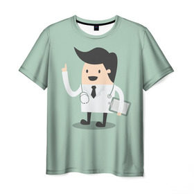 Мужская футболка 3D с принтом Доктор в Екатеринбурге, 100% полиэфир | прямой крой, круглый вырез горловины, длина до линии бедер | doctor | house md | md | врач | дантист | доктор | мед работник | медецина | медик | хирург
