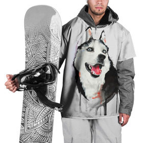 Накидка на куртку 3D с принтом Хаски в Екатеринбурге, 100% полиэстер |  | голова животного | кутёнок | прикольные картинки | собака | щенок