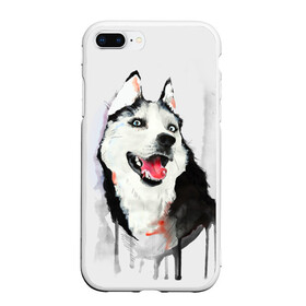 Чехол для iPhone 7Plus/8 Plus матовый с принтом Хаски в Екатеринбурге, Силикон | Область печати: задняя сторона чехла, без боковых панелей | голова животного | кутёнок | прикольные картинки | собака | щенок