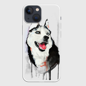 Чехол для iPhone 13 mini с принтом Хаски в Екатеринбурге,  |  | голова животного | кутёнок | прикольные картинки | собака | щенок