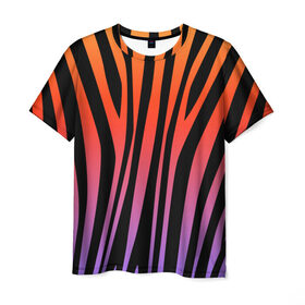 Мужская футболка 3D с принтом Зебра в Екатеринбурге, 100% полиэфир | прямой крой, круглый вырез горловины, длина до линии бедер | Тематика изображения на принте: sea | summer | африка | вода | джунгли | зебра | леопард | лето | море | океан | пляж | полосы | принт | тигр